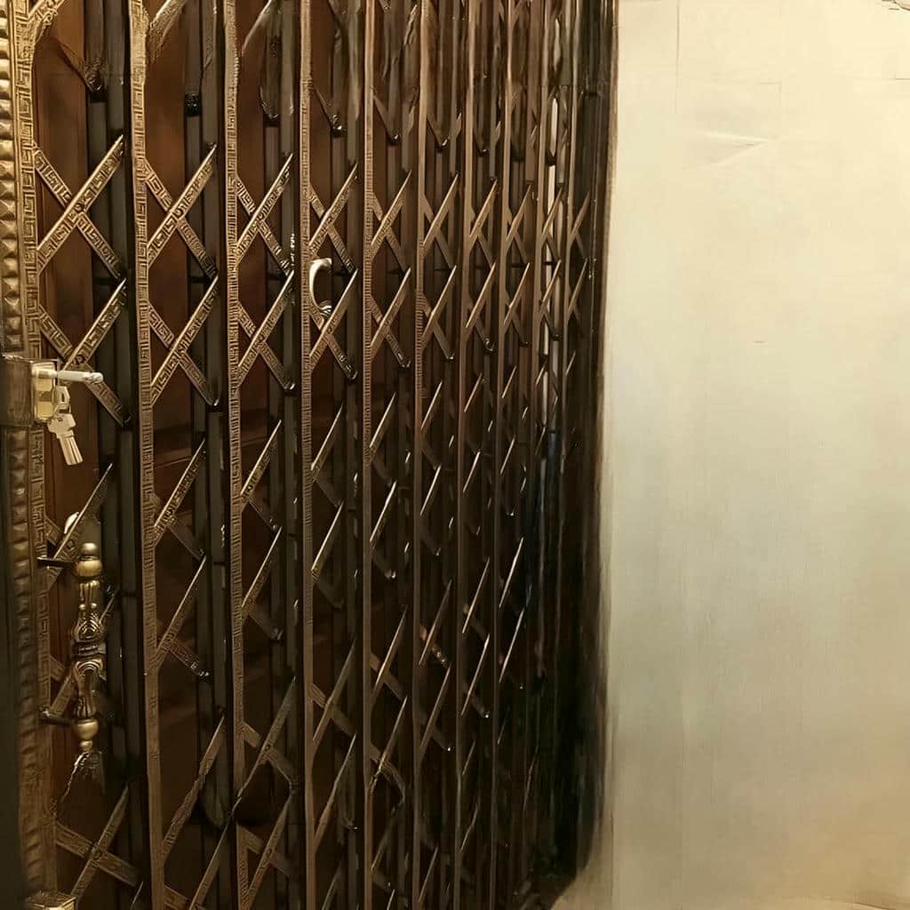 قفل درب آکاردئونی با جوش دقیق در پایه نگهدارنده