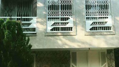 حفاظ پنجره فلزی با شبکه مقاوم روی قاب پنجره