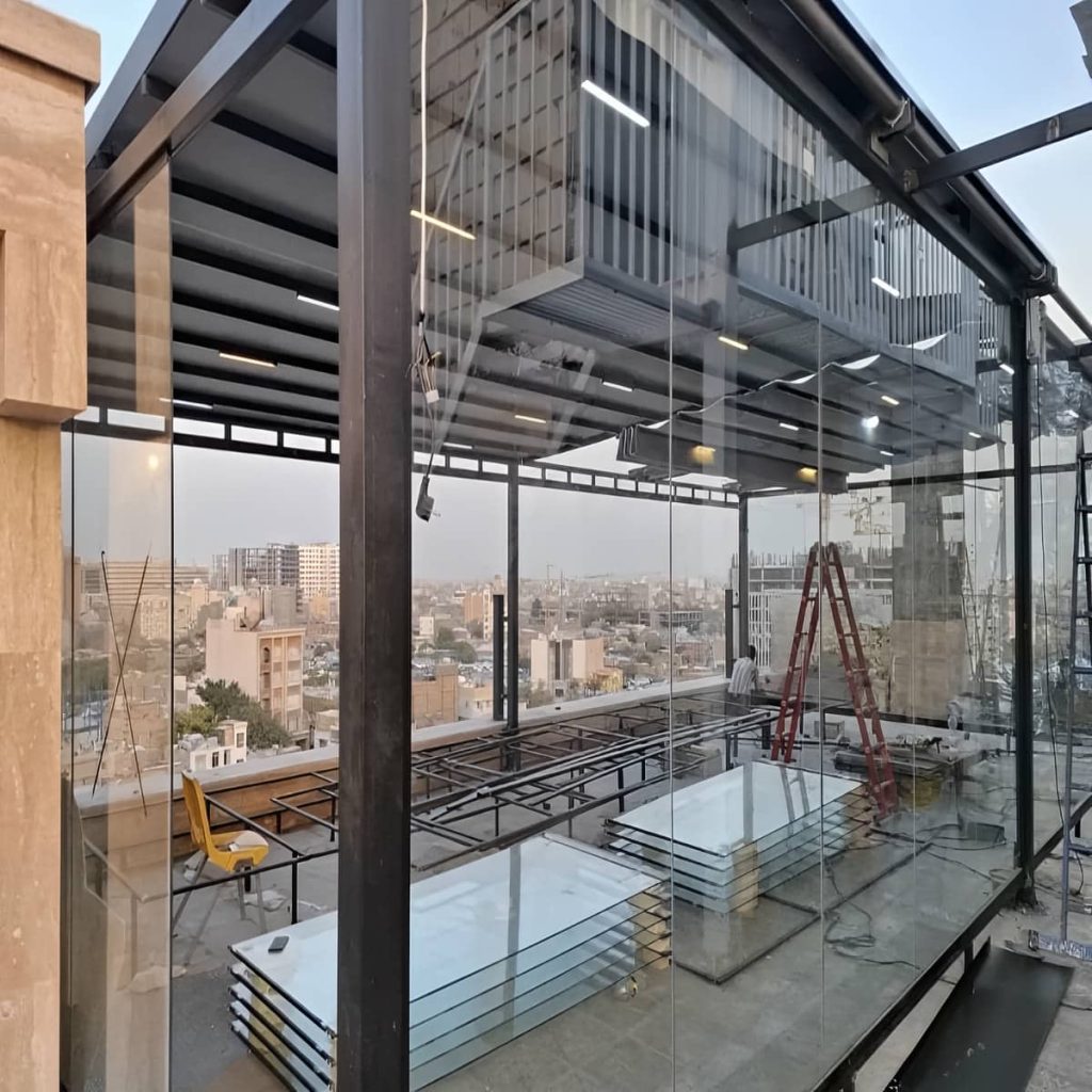 اجرای سقف برقی متحرک با پارچه PVC ضدآب