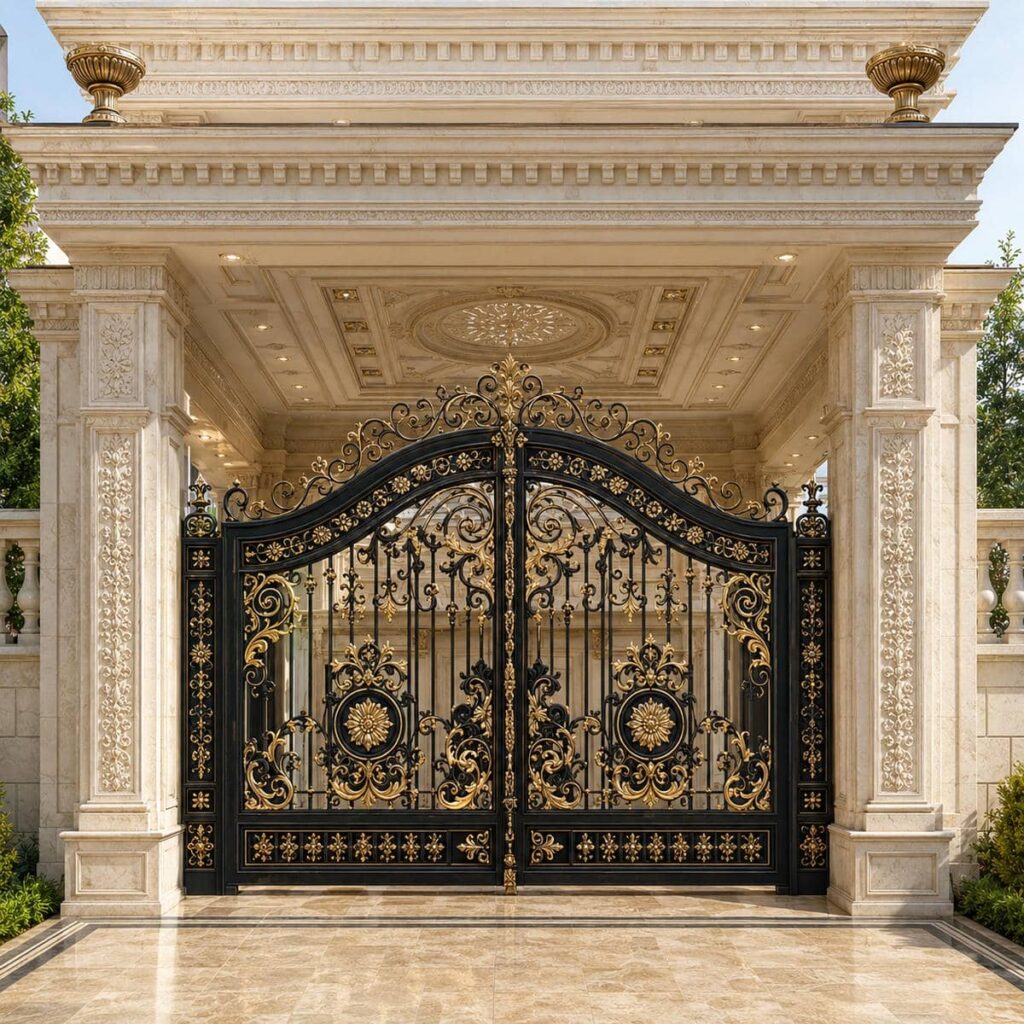 اجرای درب آهنی برش لیزری ورودی دولنگه