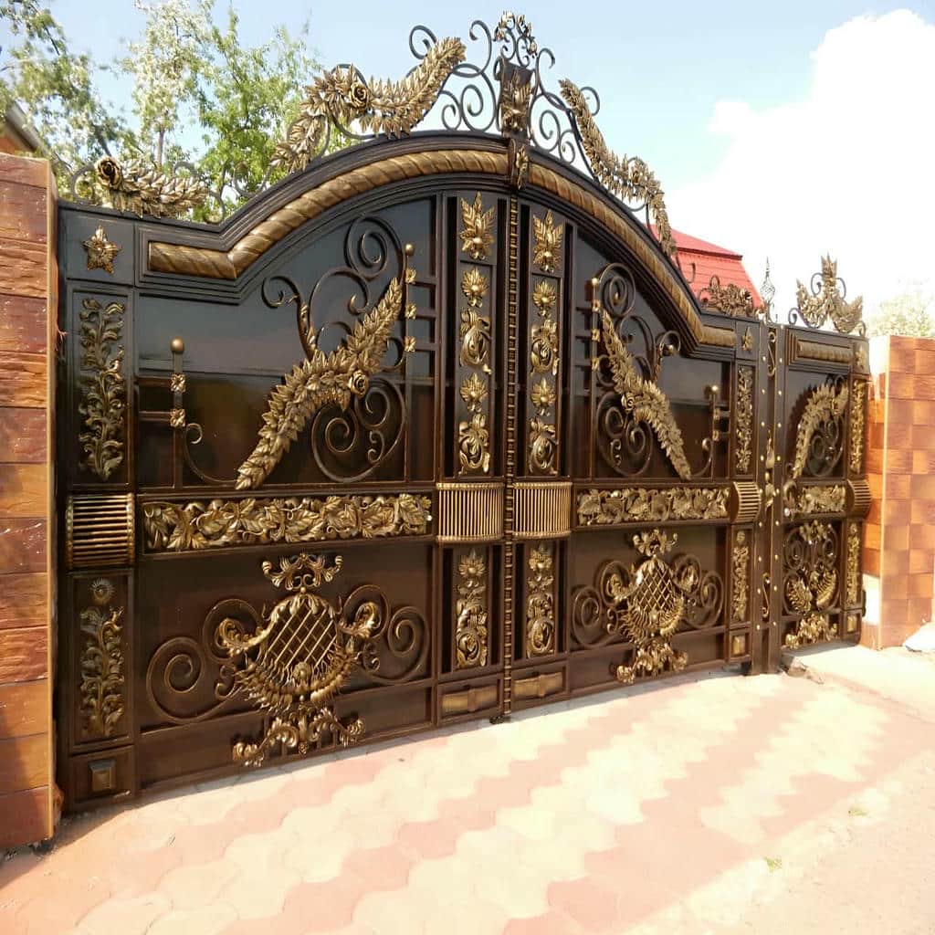 خرید درب حیاط فلزی دو لنگه با پوشش کامل ورق