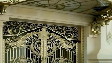 8 مدل درب پارکینگ فرفورژه نمای رومی