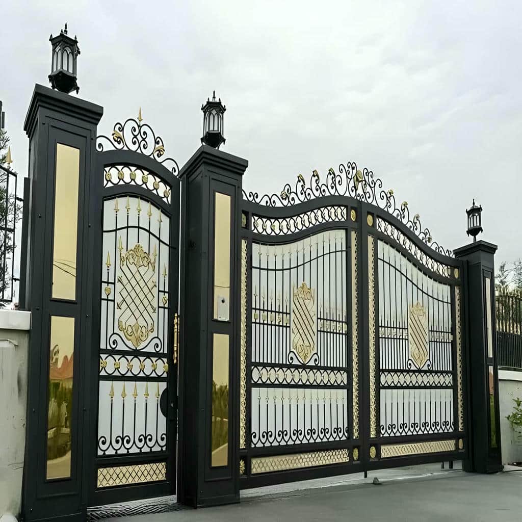 تولید درب پارکینگ ویلایی دو لنگه با طرح مدرن