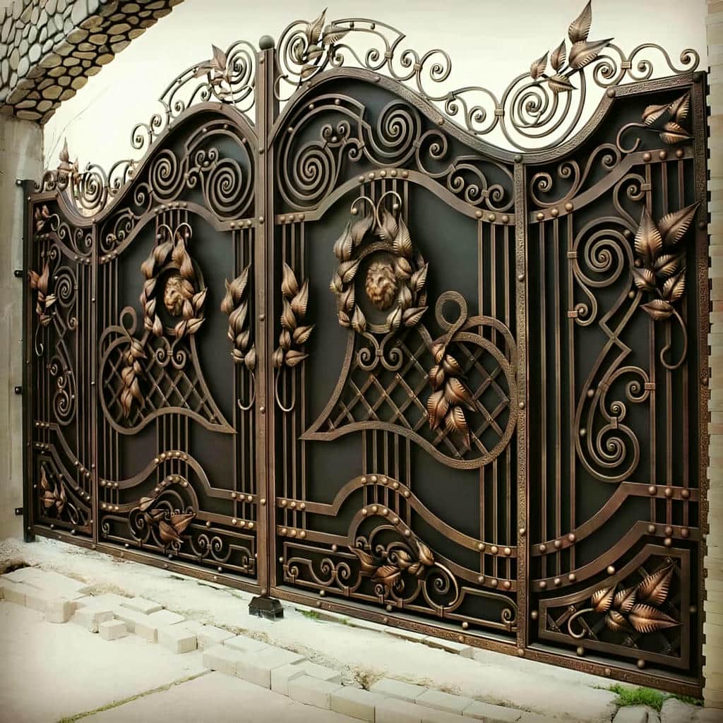 تولید درب حیاط کشویی ریل زمینی با طرح ورق‌خور