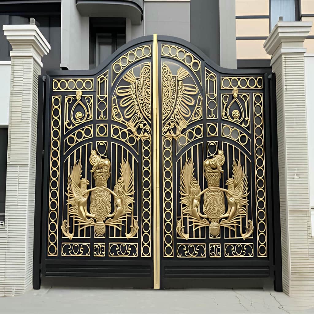 اجرای درب فلزی حیاط حصاری عمودی ماشین‌رو