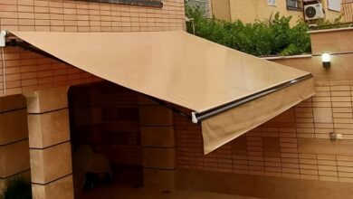 سایبان برقی با پوشش پارچه ای روشن