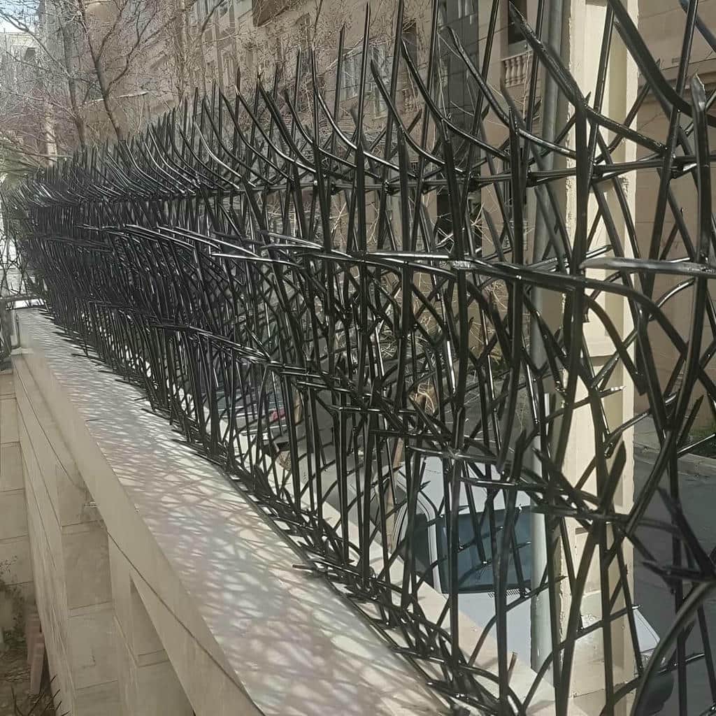 حفاظ شاخ گوزنی طرح اف روی دیوار ساختمان