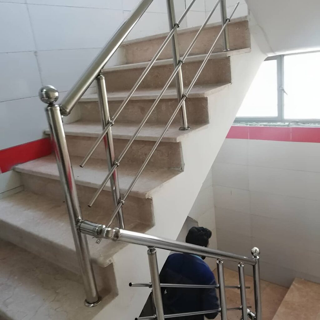 نرده پله استیل مات