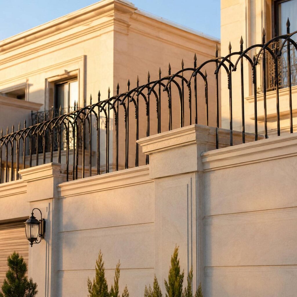 نرده دیوار حیاط با پوشش مقاوم فضای باز